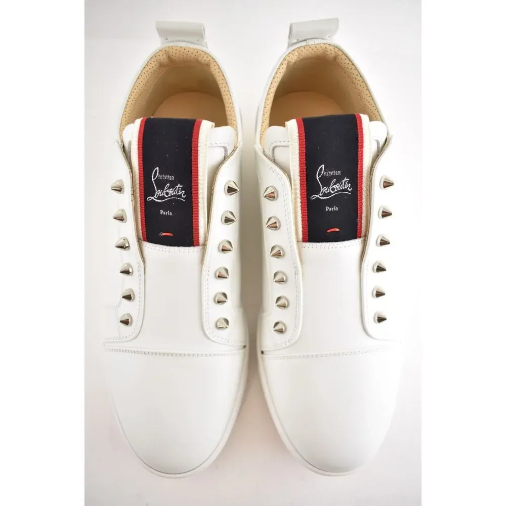 Christian Louboutin F.A.V Fique A Vontade White Leather Low Top Sneaker 45 12